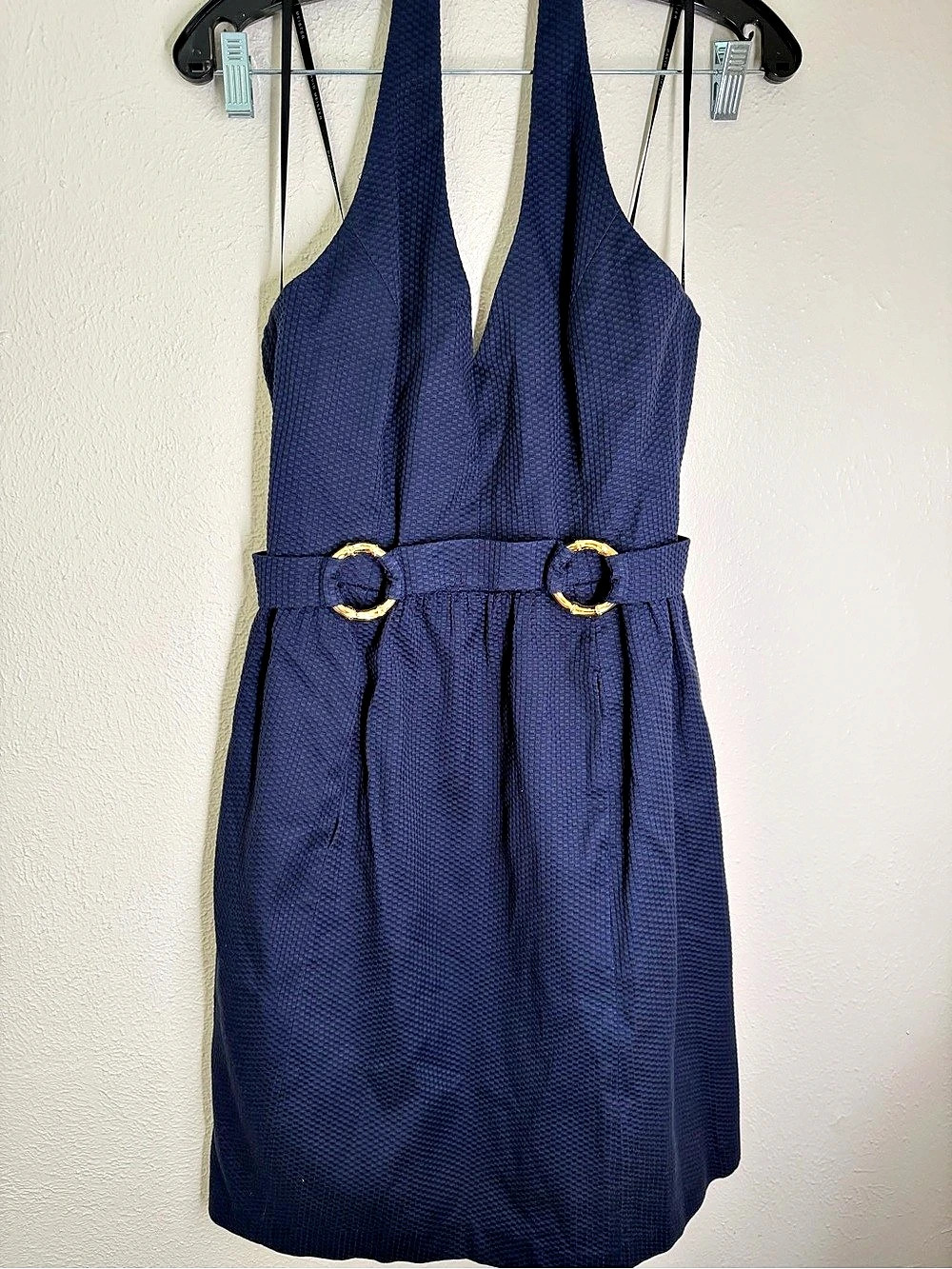 David Meister Navy Halter Mini Dress Like New